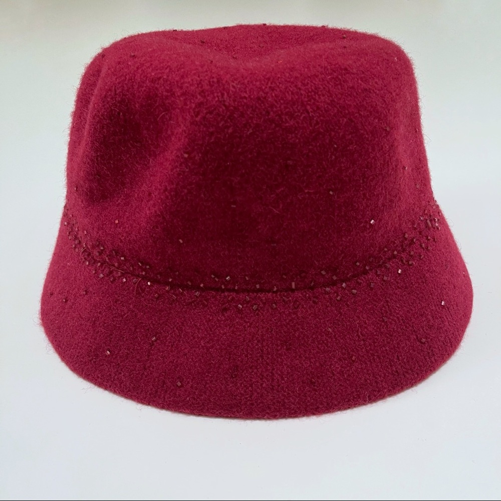 Nine West embellished wool bucket hat, burgundy